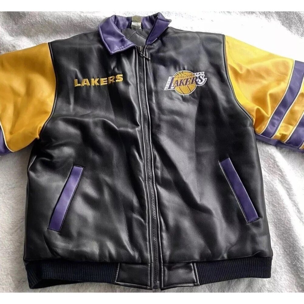Vintage Los Angeles Lakers NBA Leather Jacket Women’s Sz XL Logo Athletic RARE